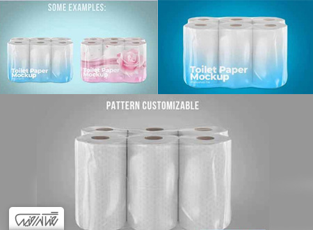 طرح لایه باز موک آپ بسته بندی دستمال کاغذی توالت - Toilet Paper Package Mockup